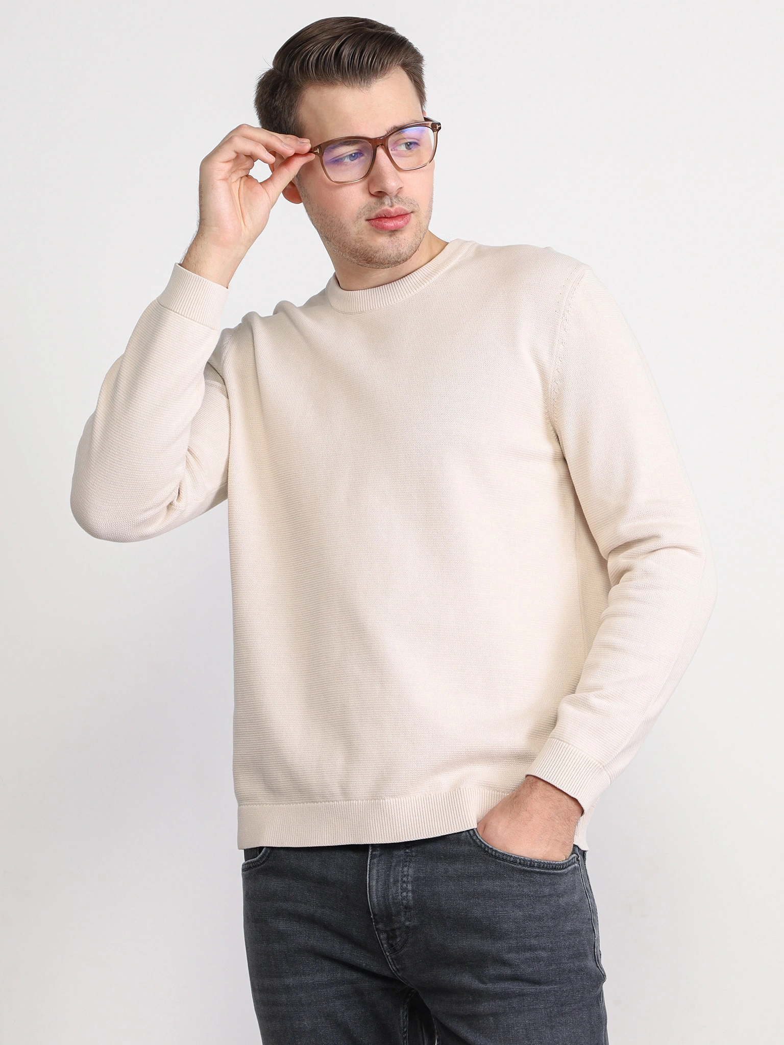 Джемпер бежевого цвета из хлопка